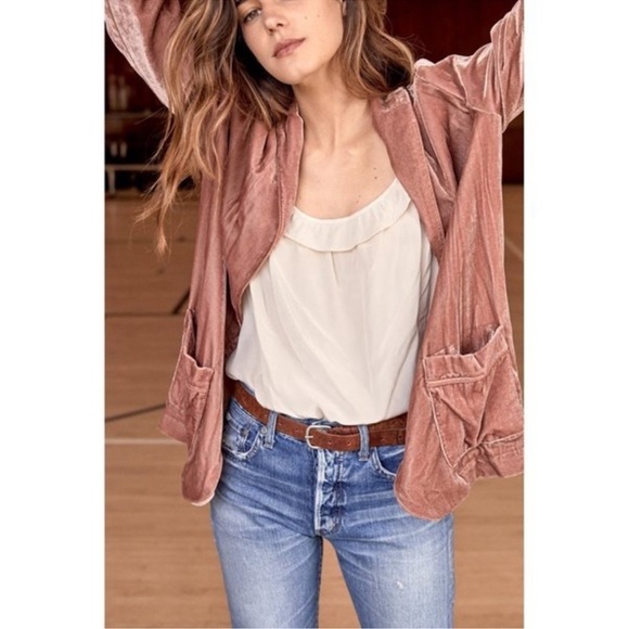 XiRENA Vintage Velvet Old Rose Jax Open Front Jacket Womens Medium - Picture 2 of 10